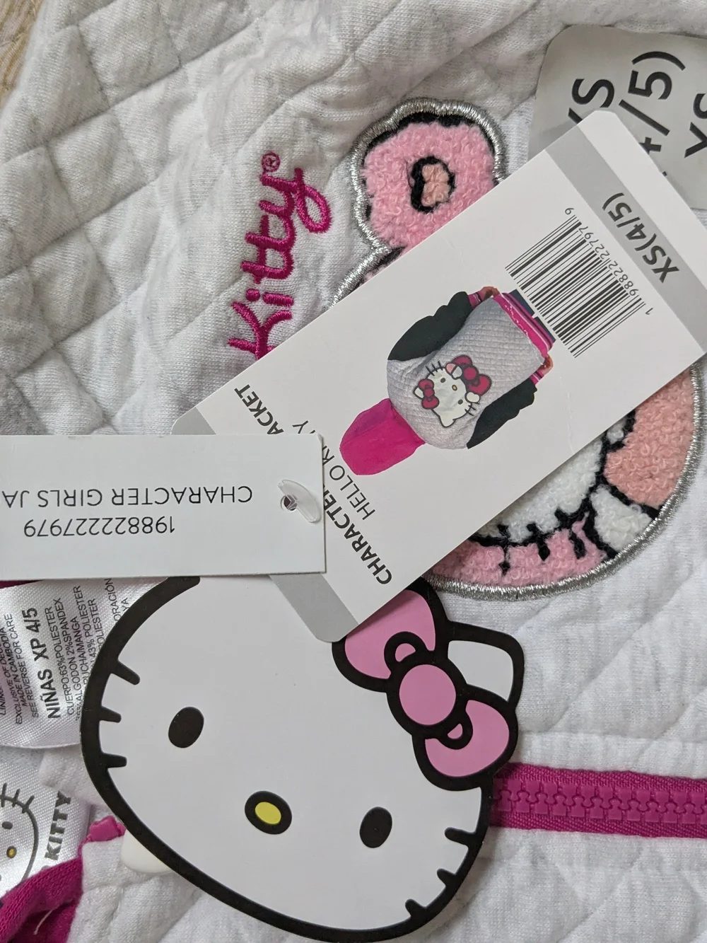 Hello Kitty Girls' Pink & White Quilted Hoodie Jacket
